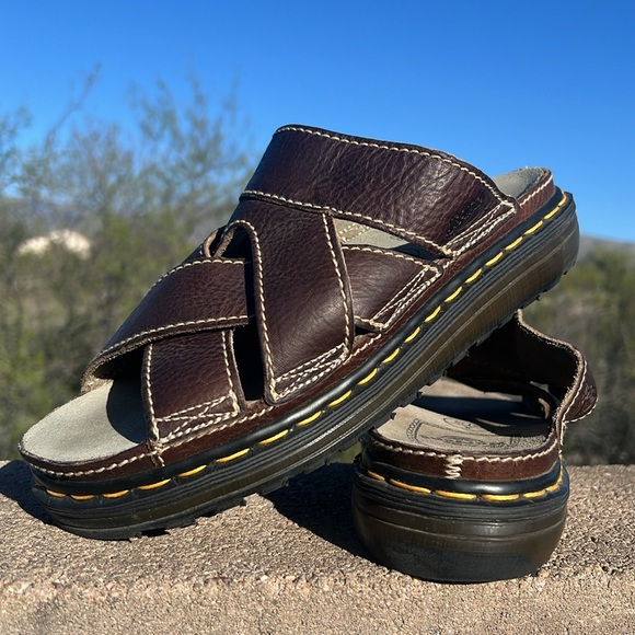 🏴󠁧󠁢󠁥󠁮󠁧󠁿 Dr. Martens MIE Vintage Chunky Platform Brown Slides Sandals UK 9 - Picture 12 of 17